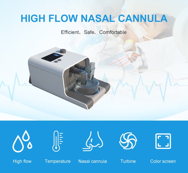 Hospital ICU Breath Machine Heated humidified high flow nasal cannula oxygen therapy device