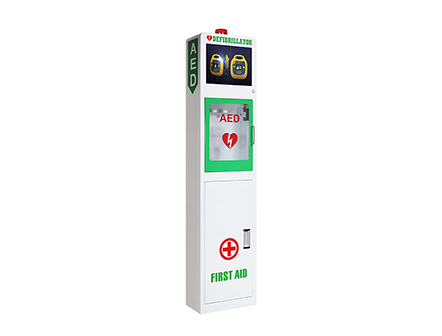 Safe and Beautiful Defibrillator Box Free Standing AED Storage Cabinet with Video Player