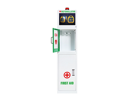 Safe and Beautiful Defibrillator Box Free Standing AED Storage Cabinet with Video Player