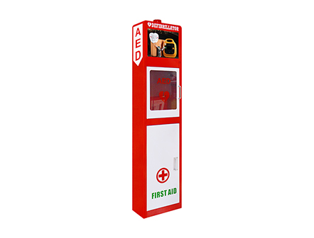 Safe and Beautiful Defibrillator Box Free Standing AED Storage Cabinet with Video Player