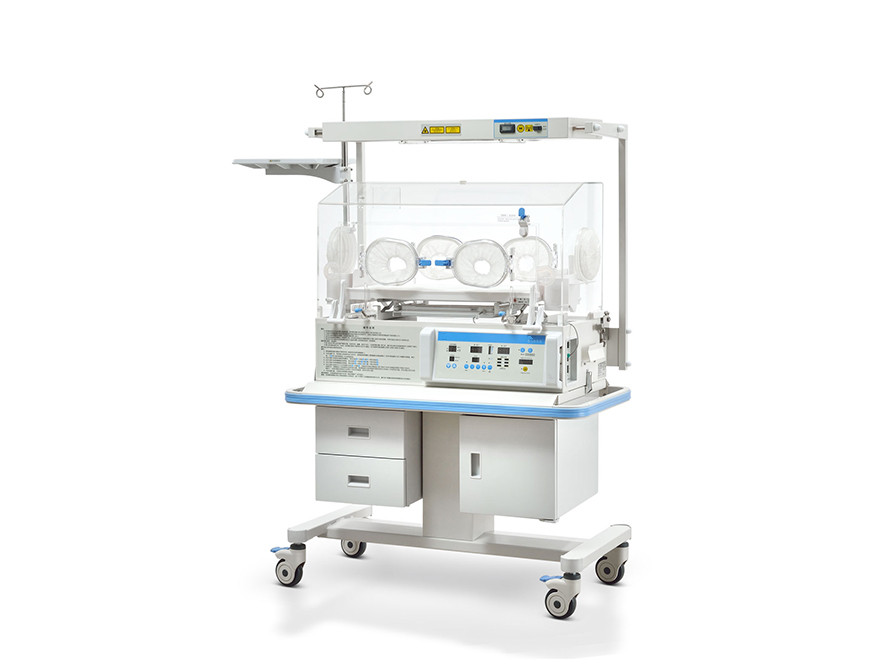 Infant Incubator Configured with Fixed Neonate Bilirubin Phototherapy Equipment